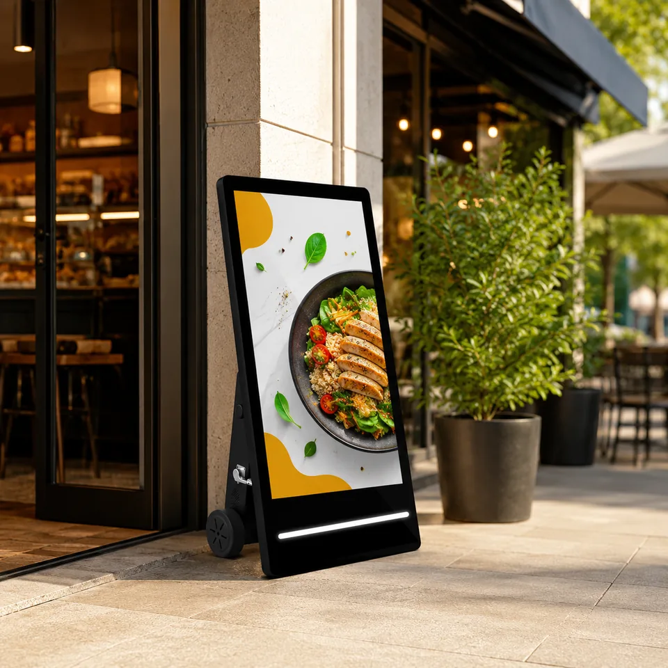 Commercial self-service kiosk display in a retail environment