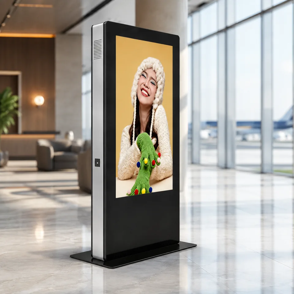 Commercial self-service kiosk display in a retail environment